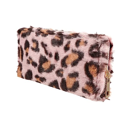 Holibanna 1stk Geldbörse Plüsch Kosmetik Tasche Handheld Taschenorganisator Für Unterwegs Damen Kulturbeutel Leopard Lagerung Beutel Portemonnaie Fräulein Handtasche Mädchen Pu von Holibanna