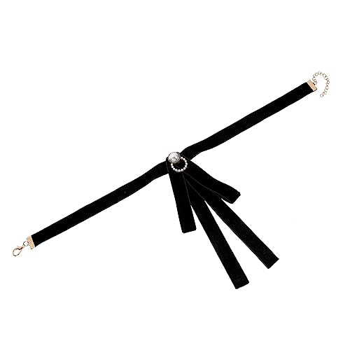 Holibanna 1Stk Krawatte Fliege aus Kunstperlen rote Haarschleife rote Fliege Schuluniform-Schleife seidenband ribbon Fliege in reiner Farbe nachgemachte Perlenschleife Imitationsperlen Black von Holibanna