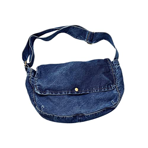 Holibanna Jeans Umhängetasche Damen Dunkelblau Verstellbarer Riemen Canvas Schultertasche Crossbody Tasche für Frauen und Mädchen Geeignet für Freizeit Schule Urlaub und Alltag 1 Stück von Holibanna