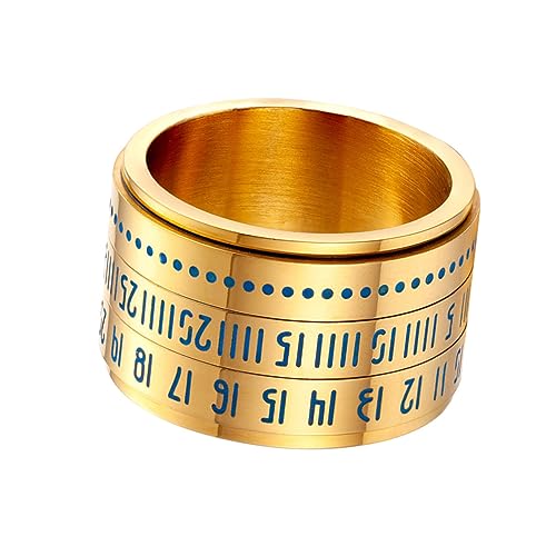 Holibanna 1stk Paar Ringe Herrenringe Persönlichkeitsringe Biker-ringband Kippringe Punk-ringe Leuchtender Ring Nummer Ehering Band Goldene Herrenuhr Ringe Für Männer Goldene Uhr Liebhaber von Holibanna