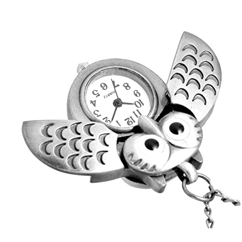 Holibanna Taschenuhr Vintage Eulenform Kreative Dekorative Taschenuhr Mit Zartem Halbmond Für Freunde Familie Zeitabgleich Silber von Holibanna