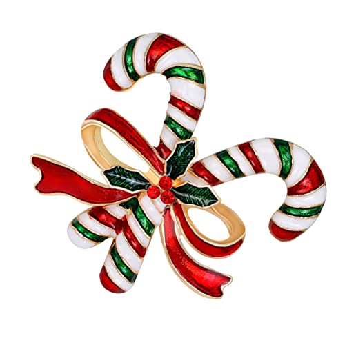 Holibanna 1Stk Weihnachts-Strass-Brosche Stoff-Accessoire Brosche Bankett weihnachten kostüm weihnachten kleidung Weihnachtsbrosche Krücken Brosche Mode doppelte Krücken von Holibanna