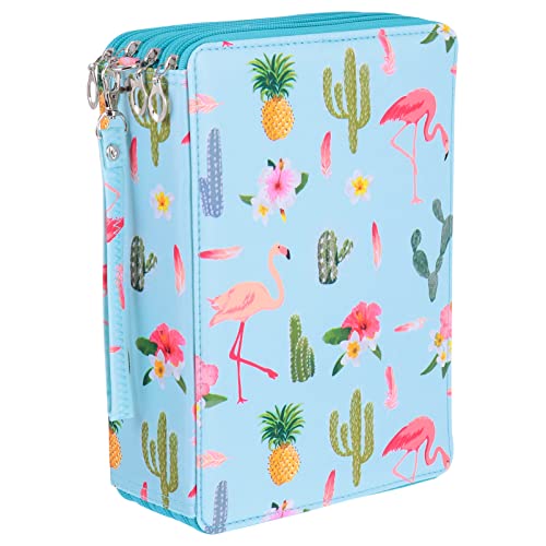 Holibanna 1Stück Großer Kapazität Bleistiftbeutel mit Fächern PU Material Feuerblau für Kunst und Malerei Tragbar und für Schüler und Künstler von Holibanna