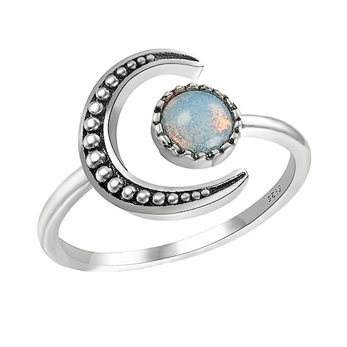 Holibanna Eleganter Damenring Moonstone Verstellbarer Kreativer Sonnenring für Mädchen Modeschmuck Handdekoriert für Besondere Anlässe von Holibanna