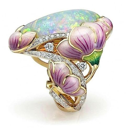 Holibanna Opalstein-gießring Floraler Damenring Farbige Zeichenringe Schmuck Für Frauen Blumen-partyring Fingerring Mit Opalstein von Holibanna