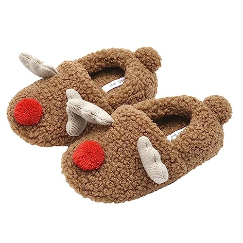 Holibanna 1paar Weihnachtliche Elch Hausschuhe Für Erwachsene Gemütliche Warme Und Rutschfeste Pantoffeln Mit Weichem Für Kalte Jahreszeit von Holibanna