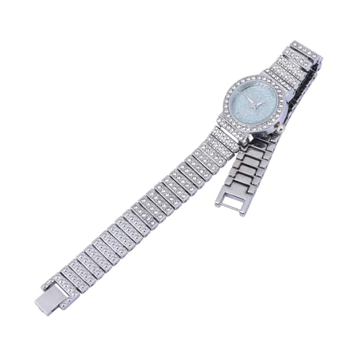 Holibanna 1Stk Diamantbesetzte Uhr mit Stahlband Quarz-Armbanduhr Kleideruhr für Damen Damenuhren lässige Uhr Quarzuhr aus Legierung Bewegung Quarzuhren kleines Zifferblatt Anschauen Metall von Holibanna