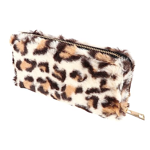 Holibanna 1stk Geldbörse Make-up-Tasche Mit Leopardenmuster Reise-Make-up-Taschen Reisezubehör Reise-kosmetiktaschen Für Frauen Mini Fräulein Mit Reißverschluss Abendessen Tasche Plüsch von Holibanna