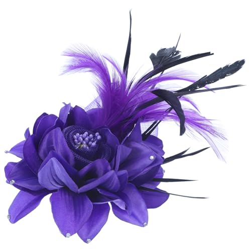 Holibanna 1stk Federbroschen Für Blumenbrosche Kristall Fascinator Feder Brosche Rosenbrosche Haarschmuck Für Die Hochzeit Retro-brosche Feder Haarspange Mädchen Violett Korsage Mode von Holibanna