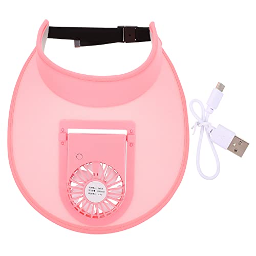 Holibanna 1stk Kappe Mit Lüfter USB-lüfter-Sonnenblende Kühlender Baseball Sonnenschutzkappe Strandvisierhut Tragbare Ventilatoren Visierlüfter Uv Solarkappe Handheld-Fans Baumwolle Rosa von Holibanna
