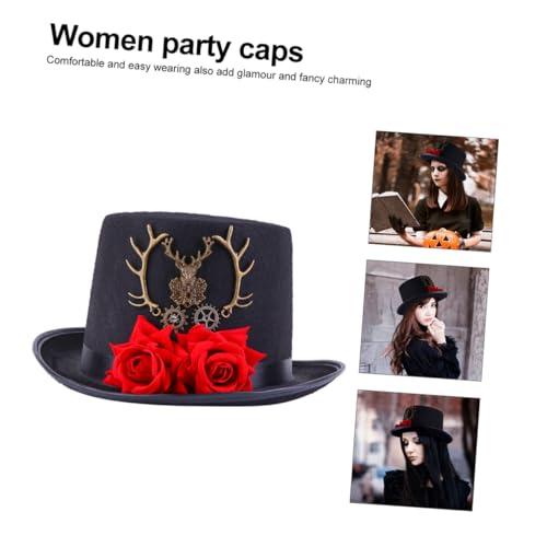 Holibanna Hüte Für Frauen 1stk Punk-hut Partyzubehör Weihnachtskopfbedeckung Vintage Zylinder Weihnachtskostüm Zubehör Gothic-accessoires Feiertagshut Hüte Wolle Partyhut Fräulein Steampunk von Holibanna