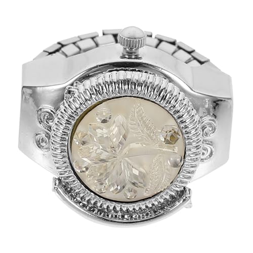 Holibanna 1stk Ringuhr Rosenring Frauen Ringe Neuheit Kreative Uhr Herrenringe Frauen Klingeln Ringförmige Uhr Vintage-Ringe Für Frauen Uhrenringe Zinklegierung Weiß Fingeruhr Damen Wählen von Holibanna