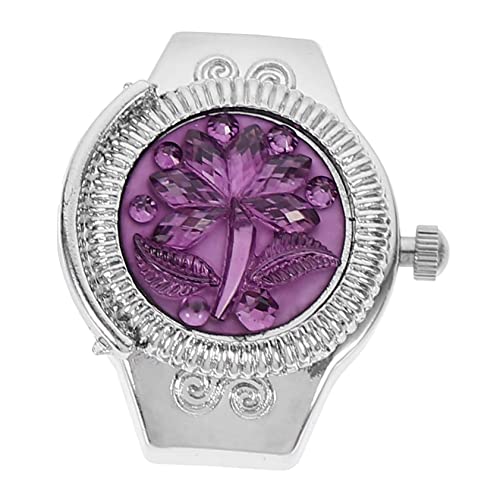 Holibanna 1stk Ringuhr Fingeruhren Für Damen Einzigartige Uhr Neuheit Ring Kreative Uhr Rhinestone Fingeruhr. Digitale Fingeruhr Uhrenring Zinklegierung Blitz Muschelschale Violett Lünette von Holibanna