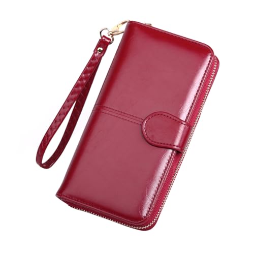 Holibanna 1stück Damen Geldbörse Aus Öl-wachs-Leder Langer Handtaschen-Stil RFID-diebstahlschutz Für Alltag Und Besondere Anlässe Hochkapazität Für Karten Und Bargeld von Holibanna