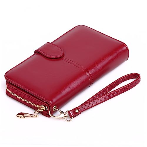 Holibanna 1stück Damen Geldbörse Aus Öl-wachs-Leder Mittellang Mit Reißverschluss Und Druckknopf Stilvoll Und Praktisch Für Alltag Und Besondere Anlässe von Holibanna