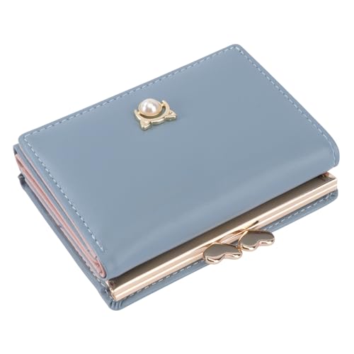 Holibanna 1stück Faltbare Damen Geldbörse Aus Pu-Leder Mit Perlen- Fächer Kompakte Geldbörse Für Reisen Kurze Brieftasche Blau Stilvoll Und Praktisch von Holibanna