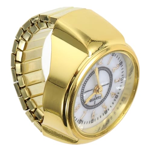 Holibanna Goldfarbene Ringuhr Für Damen Und Herren Modischer Mini-Ring Stilvolle Fingeruhr Quarzuhr Mit Großer Ziffernanzeige Praktisches Schmuck-Accessoire Für Zeitabfrage von Holibanna