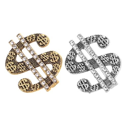 Holibanna 2 Dollarzeichen-anstecker: Glitzernde Geldbroschen Für Herren Und Damen, Modische Neuheiten-accessoires Für Anzüge, Hemden, Mützen Und Streetstyle-looks von Holibanna