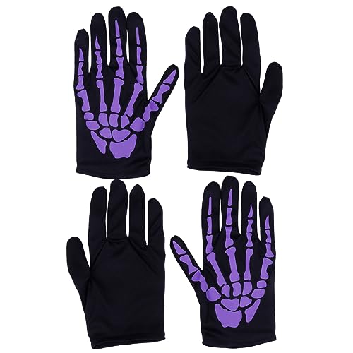 Holibanna 2paare Halloween Skelett-handschuhe Kreative Knochenmuster Cosplay-requisiten Für Gruselige Partys Dekorative Handschuhe Für Erwachsene Langlebig Und Sicher von Holibanna