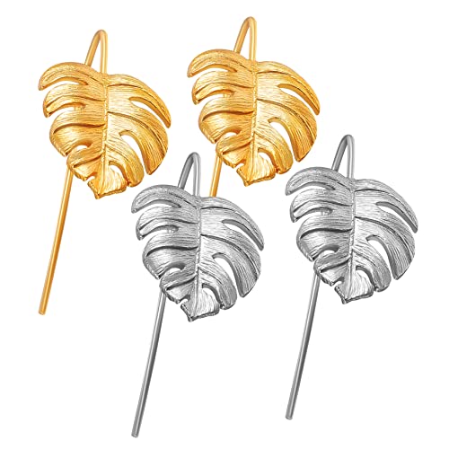 Holibanna 2 Paare Baumelnde Ohrringe Blattform für Frauen Silberne und Goldene Ohrhänger Eleganter Schmuck für Partys Halloween Geburtstage Valentinstag und von Holibanna