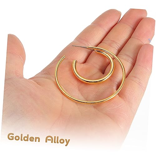 Holibanna 2 Paare Damen Creolen Ohrstecker Minimalistisch Glänzend Goldfarbene C Förmige Hoops Leichtes Hautfreundliches Material Modischer Schmuck für Teenager Mädchen von Holibanna
