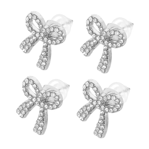 Holibanna 2 Paare Funkelnde Strass schleifenohrringe Damen Leichte Zinklegierung Ohrstecker Elegant Schmuck Für Alltag und Festliche Anlässe von Holibanna