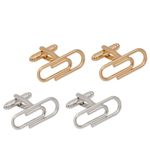 Holibanna 2 Paare Herren Manschettenknöpfe Französisch Stil Modische Shirt Sleeve Cufflinks Langlebige Schmuck accessoires in Gold und Silber Stilvolle Hemdknöpfe für Business Hochzeit von Holibanna
