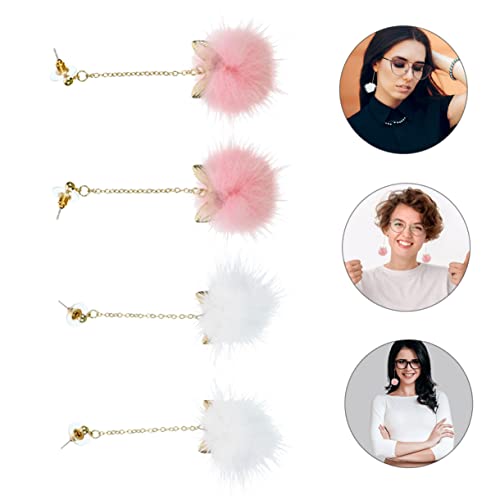 Holibanna 2 Paare Katzenohrringe mit Pomponen Baumelnde Ohrhänger für Frauen Weiche Fellbälle Eleganter Schmuck für Herbst und Winter Geschenkidee für Damen Zufällige Farbe Zufällige Farbe von Holibanna