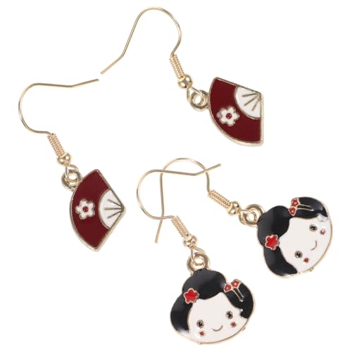 Holibanna 2 Paare Kawaii Kimono Puppe Ohrringe Japanische Retro Ohrringe Lustige für Damen Traditioneller Schmuck für Besondere Anlässe von Holibanna