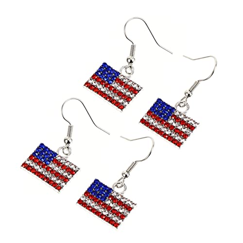 Holibanna 2 Paare Kreative Ohrringe mit Amerikanischer Flagge Strass Ohrhänger für Frauen Set Modischer Schmuck für Unabhängigkeitstag und Alltag Holibanna 2 Paare Kreative Ohrringe mit Amerikanischer Flagge Strass Ohrhänger für Frauen Set Modischer Schmuck für Unabhängigkeitstag und Alltag von Holibanna