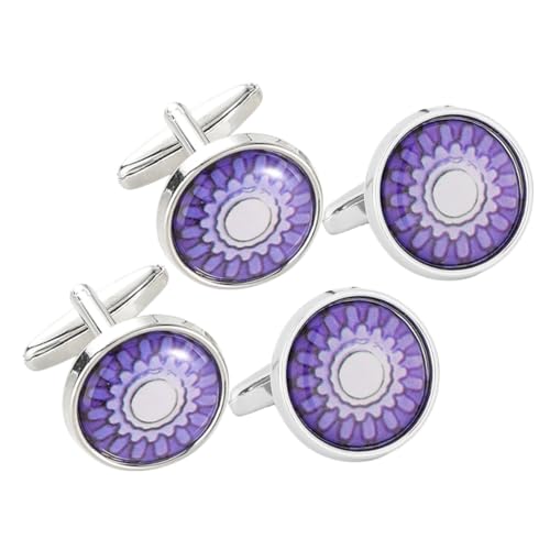 Holibanna 2 Paare Manschettenknöpfe für Herren mit Einzigartigem Blumenmuster Französische Hemd Accessoires für Hochzeiten und Formelle Anlässe Robuste und Komfortable Verarbeitung von Holibanna