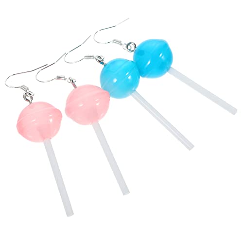 Holibanna 2 Paare Resin Lutscher Tropfenohrringe Baumelnde Süßigkeiten Ohrringe Leichtes Design Silber Haken Blau Für Frauen Teenager Schmuck von Holibanna