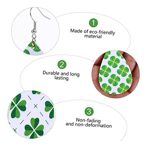 Holibanna 2 Paare Saint Patrick's Day Ohrringe Damen Kleeblatt Ohrstecker Dekoration Leicht Langlebig Accessoire für Frauen Karneval Fest von Holibanna