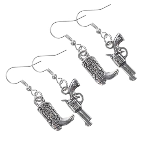 Holibanna 2 Paare Western Ohrringe Damen Cowboy Boots und Glücksbringer Anhänger Baumelnde Cowgirl Schmuck Accessoires Modisch Vielseitig Leicht zu Reinigen von Holibanna