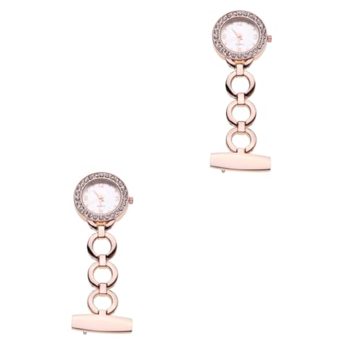 Holibanna 2 STK Uhren Uhr mit exquisiten Details Damen Diamant Taschen Arzt hängende Krankenschwester Anstecknadel Strasssteine Brust Schwesterntisch Fräulein Anschauen von Holibanna