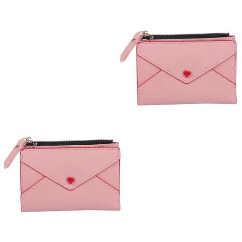 Holibanna Clutch-Geldbörse Für Damen 2 STK Geldbörse Herz Brieftasche Herz Beutel Schlank Kartenhalter Pu Fräulein Rosa Damen Geldbörse von Holibanna