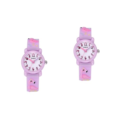 Holibanna 2 STK entzückende Uhr Kinderuhren für Mädchen analoge Uhr für Kinder Junge Uhren Geschenke für Jungen Modeuhr für Kinder Armbanduhr Karikatur Anschauen Quarzuhren 3D Violett von Holibanna