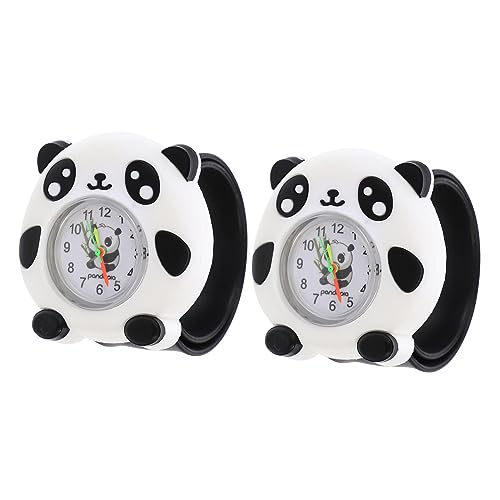 Holibanna 2 STK Kinder Uhr Schlagen Kinderarmbanduhr Cartoon-Uhren Panda-Uhr Kinder Schauen Zu Schnappuhr Für Kinder Mädchen Sehen Weihnachten Elektronisch Weiß Geschenk Kieselgel Student von Holibanna