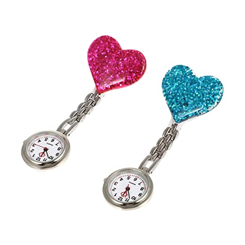 Holibanna Krankenschwester Taschenuhr Mit Clip Herz Design 2 Stück Legierung Analog Quarzwerk Für Damen Pflegeuhr Medizinische Uhr Elegant von Holibanna