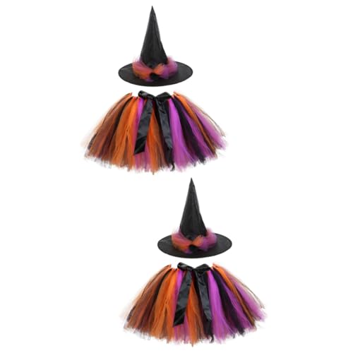 Holibanna 2 Sätze Halloween-hexen-tutu-rock-anzug Halloween Tutu Rock Hüte Blase Kleid Halloween Verkleiden Zubehör Böser Hexenhut Europäisch Und Amerikanisch Polyester Hexen Hut Kind von Holibanna