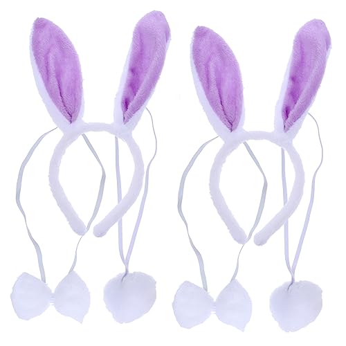 Holibanna 2 Satz Hasenohr Stirnband Hasenbogen Outfits Hasenmütze Neon-accessoires Hasenohren Stirnband Und Hasenohr Aufstehen Futterspender Party Wurf Jungen Kostüme Stoff Violett von Holibanna