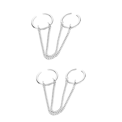 Holibanna 2stücke Chain Finger Für Verstellbarer Silberring Im Punk-stil Doppelte Fingeröffnung Eleganter Schmuck Für Sommer Kettenringe von Holibanna