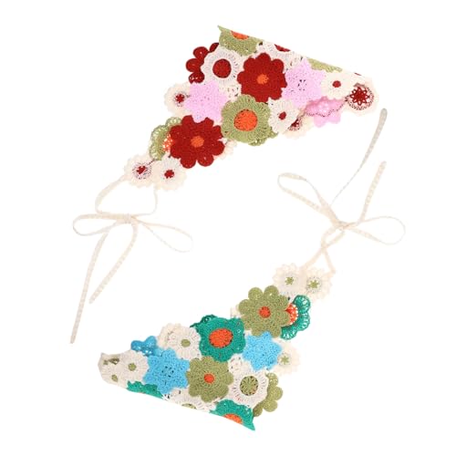 Holibanna 2 Stck. Haarbandana für Frauen Stirnband Fitnessstudio Zubehör Haarbandana häkeln Spitze machen Schal für Damen Haarbandanas für Frauen Häkelstirnbänder Baumwolle von Holibanna