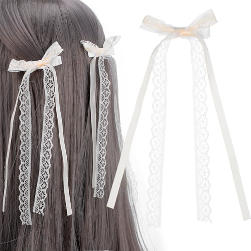 Holibanna 2stücke Spitzenschleifen Für Haare Spitzen-haarschleifen-clips Haarspangen Große Schleifen Für Erwachsene Und Mädchen Schlichte Vollfarben Schleifen von Holibanna