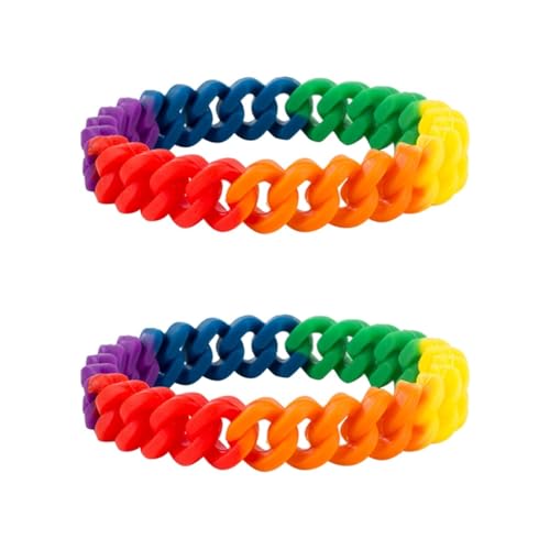 Holibanna 2 Stk Silikonarmband Herrenarmband Tennis-Armband Tennis-Geschenk gewebtes Armband Stolz Armband Armbänder Regenbogen-Armband Regenbogen-Armreif buntes Armband Twist Schmuck von Holibanna