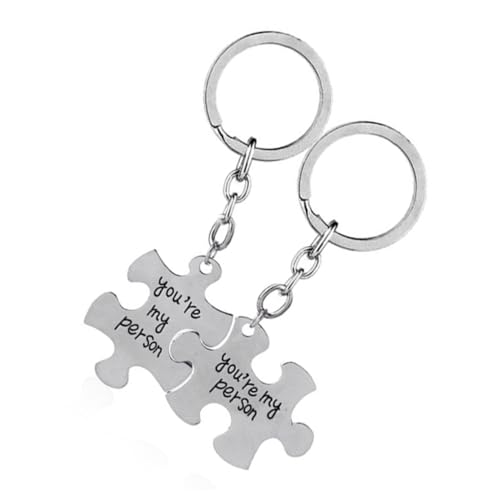 Holibanna Schlüsselanhänger Kreativ Für Liebhaber 2 Stücke Elegante Schlüsselketten Buchstaben Jigsaw Design Ring Tasche Zubehör von Holibanna