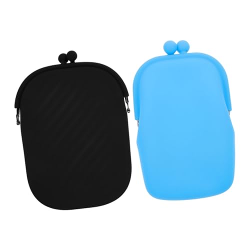 Holibanna 2stücke Silikon-münzbeutel Für Damen Kleine Tragbare Geldbörse Wechselgeld-Aufbewahrungstasche Einfarbige Geldaufbewahrungsgeldbörsen Vielseitige Münztasche von Holibanna