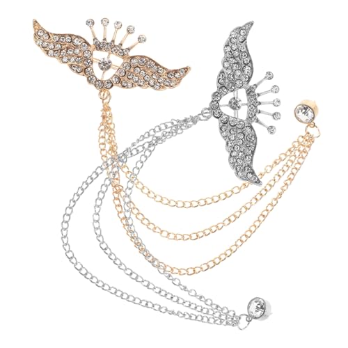 Holibanna 2stücke Hängekette Mit Lametta-fransenbesatz Und Musiknoten-kettenbrosche Flache Herren-quastenkettenbrosche Flügel-abzeichen Für Anzüge von Holibanna