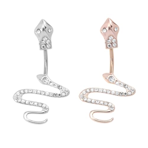 Holibanna 2 Stück Edelstahl Bauchnabelring Schlange Design Poliert Rostfrei Modisches Nabelpiercing Schmuck Für Frauen Mädchen von Holibanna