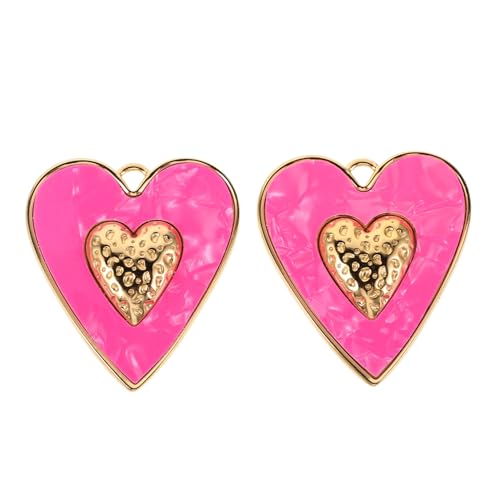Holibanna 2 Stück Edelstahl Herzanhänger in Rosarot Großes Langlebiges Love-pendant für Schmuckherstellung Leichte Hautfreundliche Charms für Halsketten Armbänder Valentinstag Geschenkideen von Holibanna